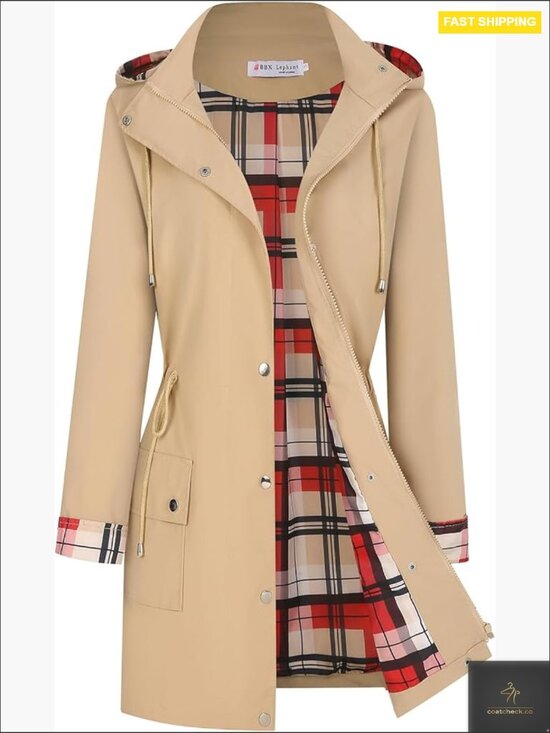 Jackets & Blazers - Waterproof Rain Jacket Lightweight Windbreaker Hooded Trench Coat Striped